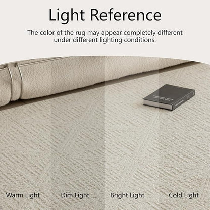 jxgzyy Beige Area Rug, 0.36'' Thick Low Pile Textured Rug, Modern Aesthetic Solid Carpet for High Traffic Area, Stain-Resistant Kitchen Rug with Non-Slip Backing, 5x7