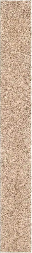 Unique Loom Davos Shag Collection Area Rug - Solid (2' 7" x 20' Runner, Linen)
