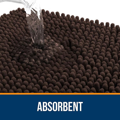 OLANLY Bathroom Rugs 44x24, Extra Soft Absorbent Chenille Bath Rugs, Rubber Backing Quick Dry, Machine Washable Bath Mats for Bathroom Floor, Tub and Shower, Home Decor Accessories, Brown
