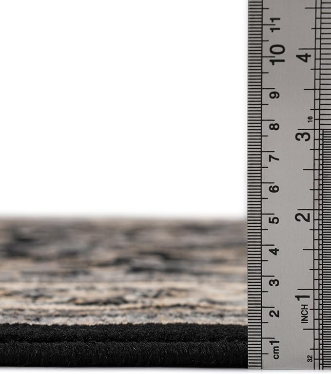 Unique Loom Sialk Hill Collection Area Rug - Washington (2' 11" x 16' 5" Runner Black/Gray)