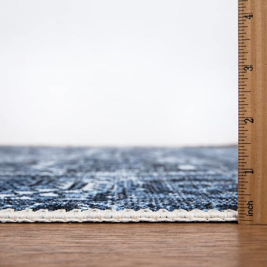 Bloom Rugs Washable Non-Slip 10x14 Rug - Blue Traditional Oriental Area Rug for Living Room, Bedroom, Dining Room, and Kitchen - Exact Size: 10' x 14'