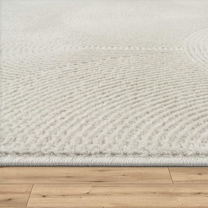 Paco Home Modern Area Rug with Minimalist Arched Lines in Neutral Cream, Size: 6'7" x 9'2"