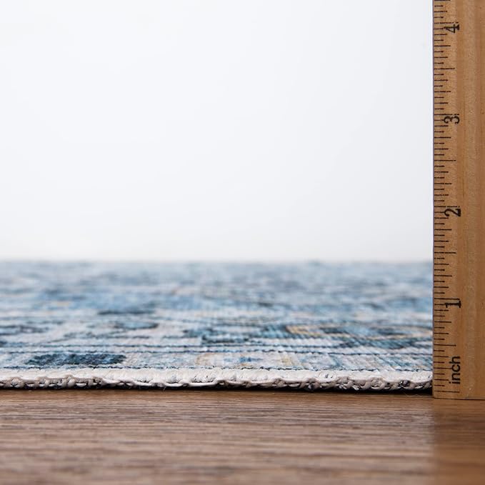 Bloom Rugs Caria Washable Non-Slip 8x10 Rug - Blue Traditional Area Rug for Living Room, Bedroom, Dining Room, and Kitchen - Exact Size: 7'8" x 10'