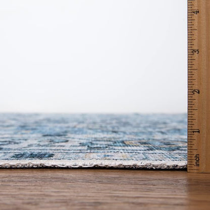 Bloom Rugs Caria Washable Non-Slip 8x10 Rug - Blue Traditional Area Rug for Living Room, Bedroom, Dining Room, and Kitchen - Exact Size: 7'8" x 10'