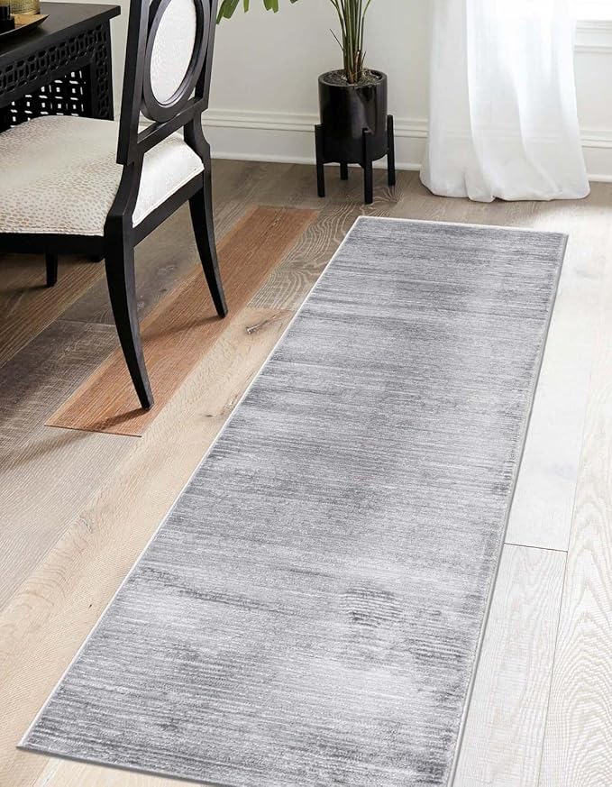 Unique Loom Finsbury Collection Area Rug - Kate (2' x 8' Runner, Gray/ Ivory)