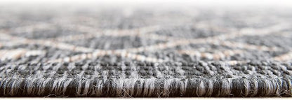 Unique Loom Outdoor Trellis Collection Area Rug - Tribal Trellis (3' 3" x 5' 3" Oval, Charcoal Gray/ Natural)