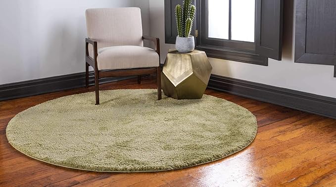 Unique Loom Solo Collection Area Rug - Calabasas (6' 1" Round, Light Green)