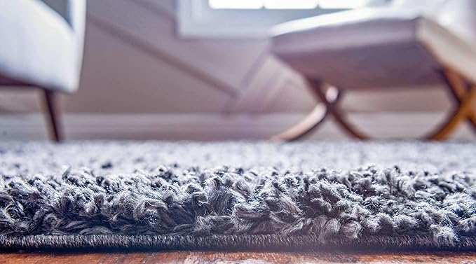 Unique Loom Davos Shag Collection Area Rug - Solid (7' 10" x 11' Rectangle, Peppercorn)