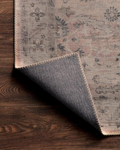 Loloi Hathaway Collection HTH-06 Blush/Multi 5'-0" x 7'-6", .25" Thick Area Rug, Soft, Durable, Printed, Modern, Low Pile, Non-Shedding, Easy Clean, Living Room Rug