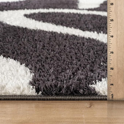 Rugshop Abstract Wavy Shag Runner Rug Anthracite Dark Gray 2' 3" x 8' Perfect for Hallways, Kitchens, or Behind The Sofa