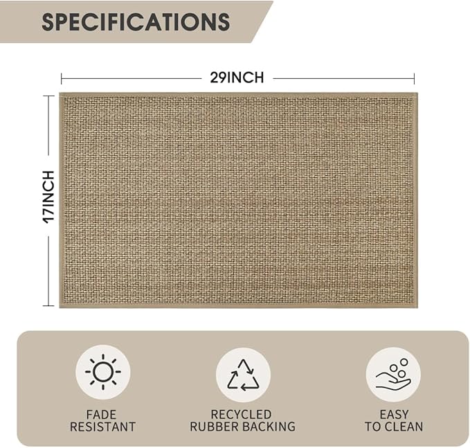 Artoid Mode Washable Non Slip Rubber Backing Kitchen Rugs Doormat, Absorbent Kitchen Floor Mats Front of Sink Kitchen Mats for Floor Home Decor 17x29 Inch
