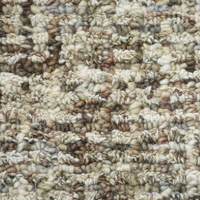 Hand Tufted Wool ECO-Friendly Area Rugs - 8'x10', Rectangle Shape, Dark Brown & Beige, Solid Plain Design, High Pile Handmade Area Rugs for Living Room, Bed Room (KWC111)