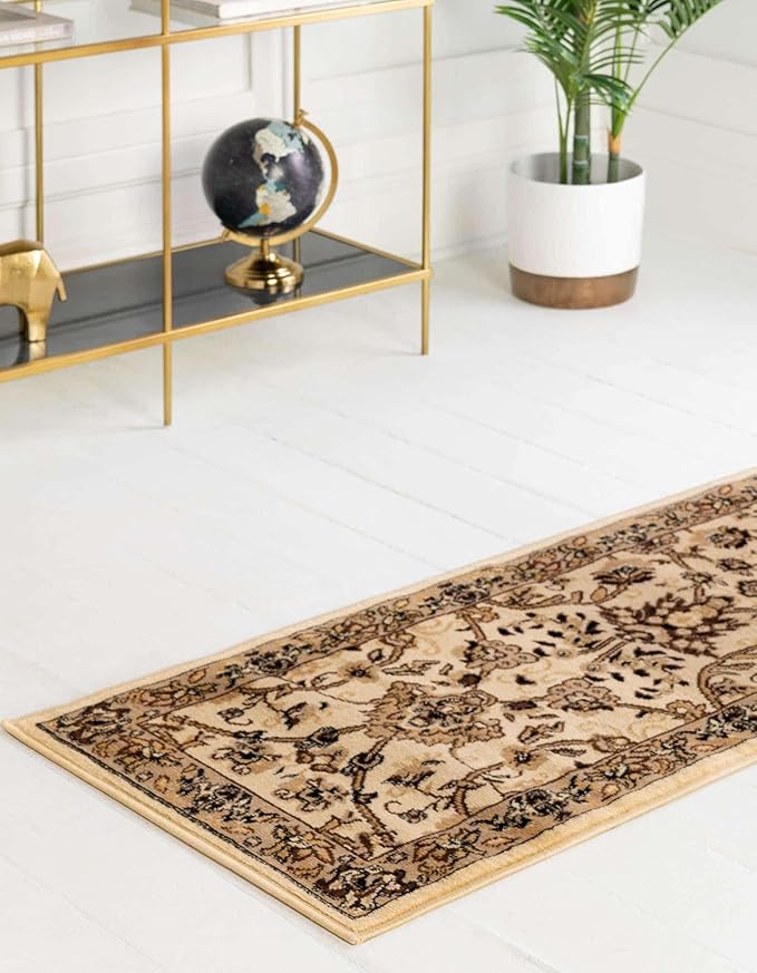 Unique Loom Sialk Hill Collection Area Rug - Washington (2' 2" x 6' 1" Runner Ivory/Black)