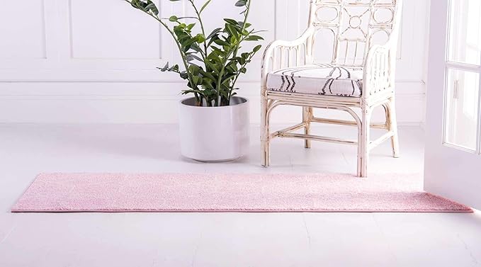 Unique Loom Trellis Frieze Collection Area Rug - Geometric (2' x 8' 8" Runner, Light Pink/ Ivory)