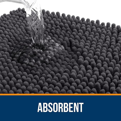 OLANLY Toilet Rugs U-Shaped 24x20, Extra Soft Absorbent Chenille Contour Bathroom Rugs for Toilet, Dry Quickly, Machine Washable, Non-Slip Bath Mat, Dark Grey
