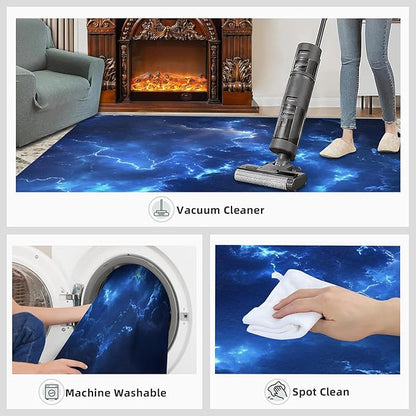 6x9 Lightning Living Room Rug - Natural Weather Bedroom Carpet, Thunderstorm Lightning Classroom Rug for Carpet Boy Bedroom Office Nursery Hardwood Home Decor
