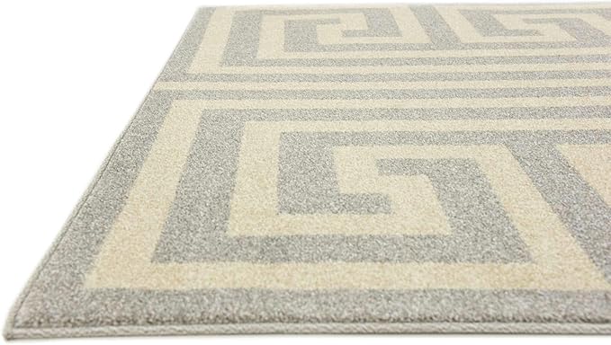 Unique Loom Athens Collection Classic Geometric Modern Border Design Area Rug (5' 0 x 8' 0 Rectangular, Gray/ Beige)