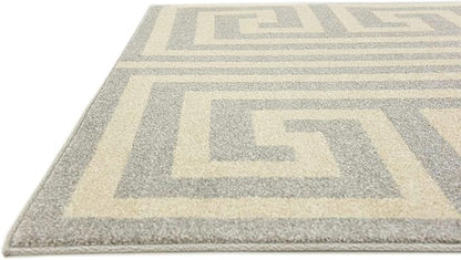 Unique Loom Athens Collection Classic Geometric Modern Border Design Area Rug (5' 0 x 8' 0 Rectangular, Gray/ Beige)