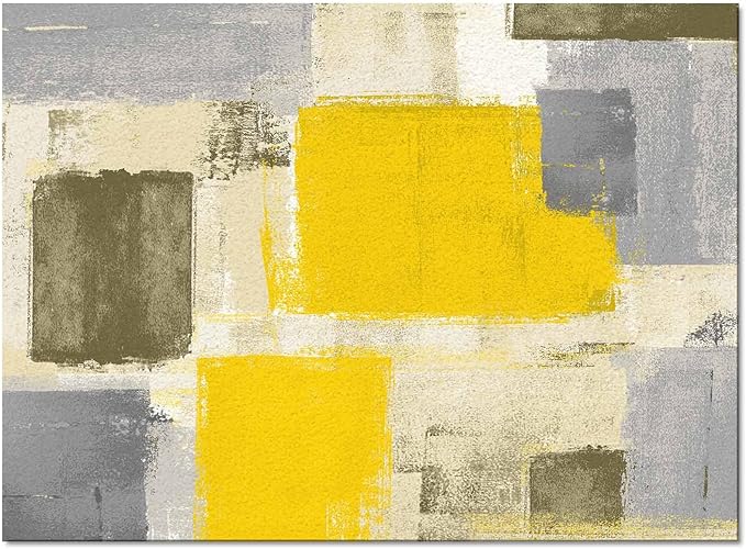Yellow Rectangular Area Rugs for Living Room Bedroom 5 x 6.9 ft Abstract Paint Texture Modern Art Non-Shedding Soft Low Pile Rug Non Slip Washable Rug for Nursery Entryway Playroom