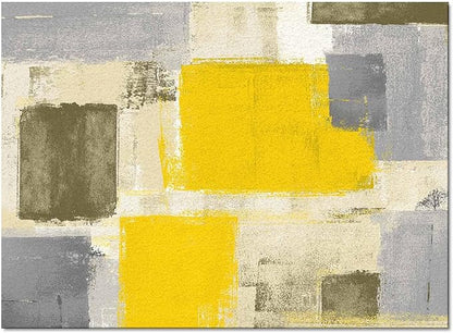 Yellow Rectangular Area Rugs for Living Room Bedroom 5 x 8 ft Abstract Paint Texture Modern Art Non-Shedding Soft Low Pile Rug Non Slip Washable Rug for Nursery Entryway Playroom