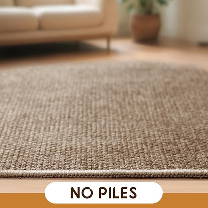 LBRO2M Easy Jute Solid Area Rug 8X10 Washable Rugs for Living Room Bedroom Natural Jute Indoor Outdoor Carpet Durable, Solid Non Shedding Eco Friendly (8X10 Natural)