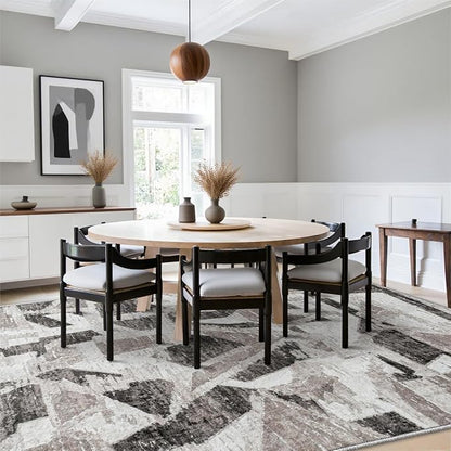 5X7 Area Rugs for Living Room Bedroom,Modern Abstract Large Carpet Washable Rugs 5X7 for Dining Room Office,Non Slip Gray Print Faux Wool Thin 5 by 7 Indoor Nursery Kids Home Pet & Child Friendly