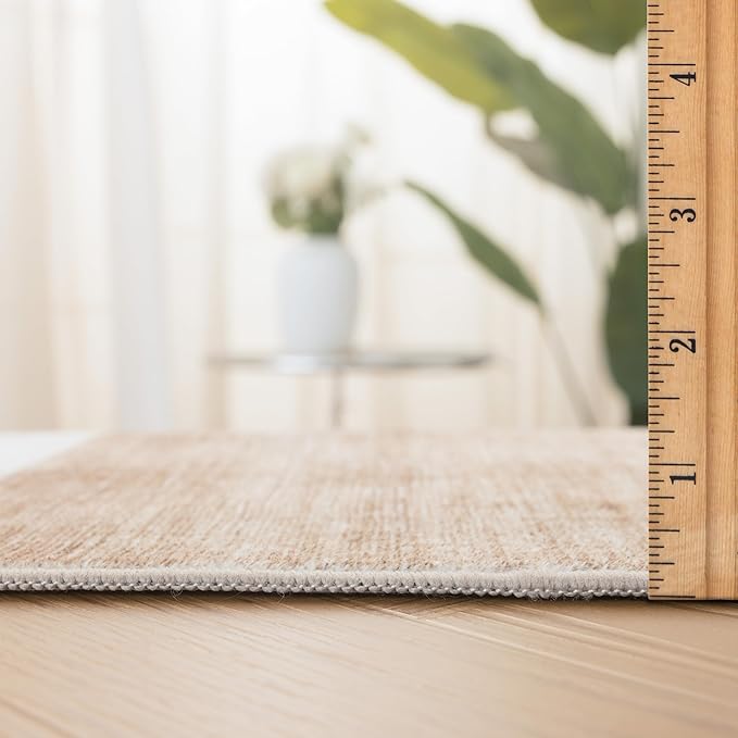 ReaLife Rugs Machine Washable Area Rug Runner - Living Room Bedroom Bathroom Kitchen Entryway Office - Non-Slip Baking Low Pile Stain Resistant Premium - Modern Geometric - Theo - Beige 2'6" x 8'
