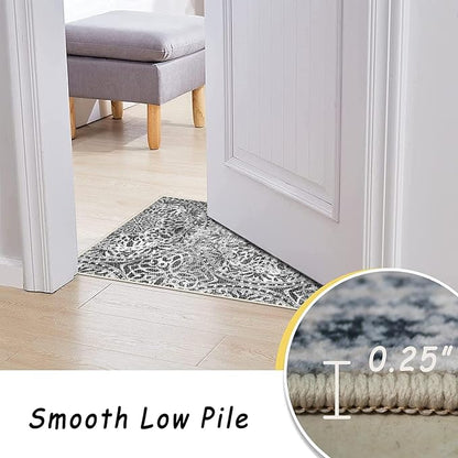 vivorug 4x6 Rug, Small Area Rug for Living Room, Bedroom, Kitchen, Machine Washable Non-Slip Throw Rug, Vintage Medallion Carpet for Entryway Nursery Coffee Table - Durable (Grey)