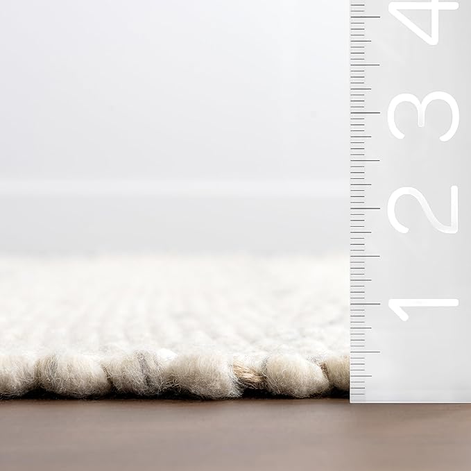 Rugs USA Hamptons Marled Ivory/Grey, 4' x 6', Hand Woven, Marled, Tassel, Soft and Cozy, High Traffic, Stain Resistant, Easy Clean, Durable Area Rug for Bedroom, Living Room, Dining, Den, Foyer