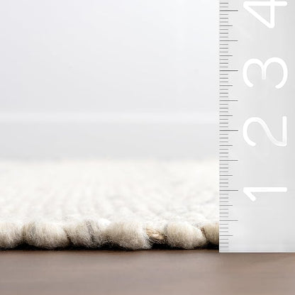 Rugs USA Hamptons Marled Ivory/Grey, 7'6" x 9'6", Hand Woven, Marled, Tassel, Soft and Cozy, High Traffic, Stain Resistant, Easy Clean, Durable Area Rug for Bedroom, Living Room, Dining, Den, Foyer