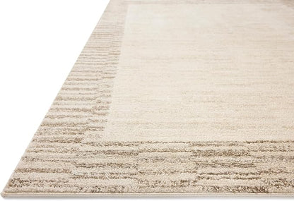Loloi Chris Loves Julia Calvin Collection CLV-04 Ivory/Pebble 2'-7" x 10'-0" Runner Rug Checkered Neutral Soft Living Room Bedroom Carpet