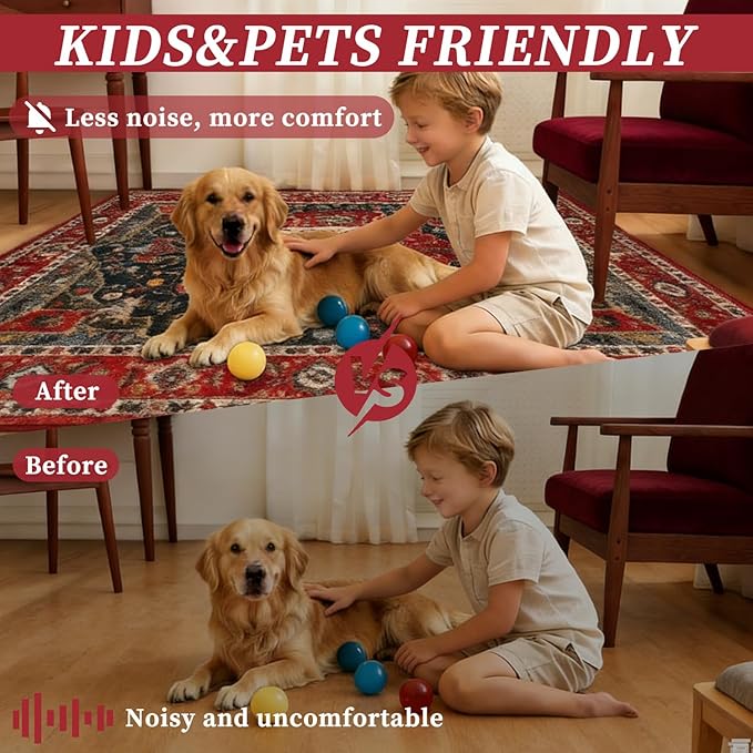 Enkor Area Soft Rugs 2x3 Washable Non Slip Boho Small Floor Entryway Rugs for Living Room Bedroom, Vintage Style Farmhouse Mat for Kitchen Red & Blue