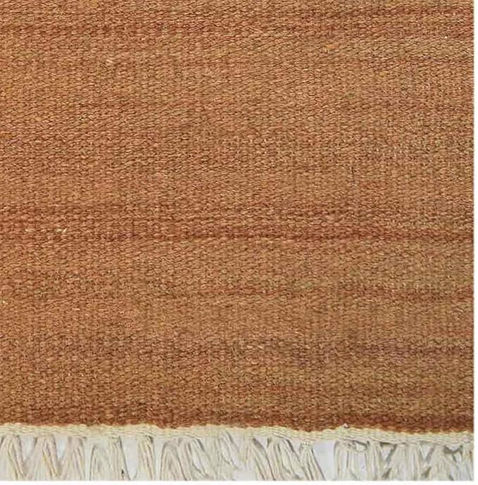 Rugsotic Carpets Hand Woven Flat Weave Kilim Wool ECO-Friendly Area Rugs - 5'x8', Rectangle Shape, Orange Color, Solid Plain Design, Low Pile Handmade Rugs for Living Room, Bed Room (D00111)