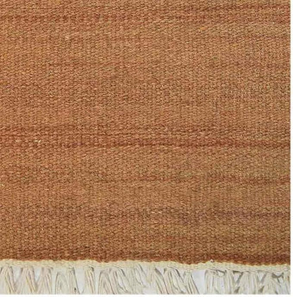 Rugsotic Carpets Hand Woven Flat Weave Kilim Wool ECO-Friendly Area Rugs - 5'x8', Rectangle Shape, Orange Color, Solid Plain Design, Low Pile Handmade Rugs for Living Room, Bed Room (D00111)