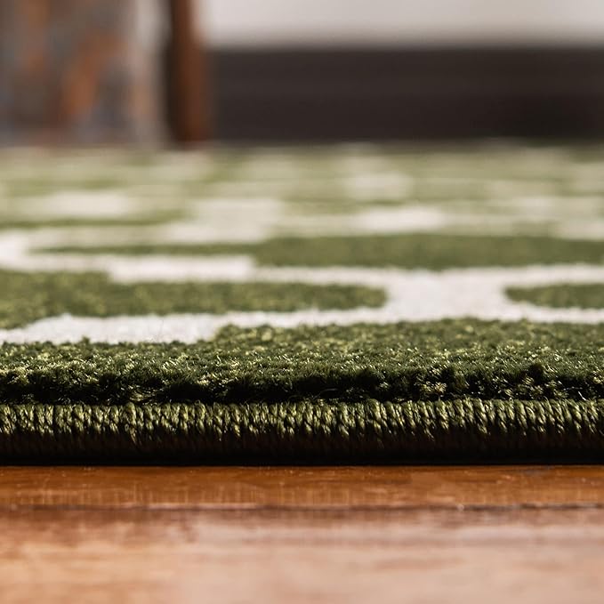Rugs.com Lattice Collection Rug – 5' x 8' Dark Green Medium Rug Perfect for Bedrooms, Dining Rooms, Living Rooms
