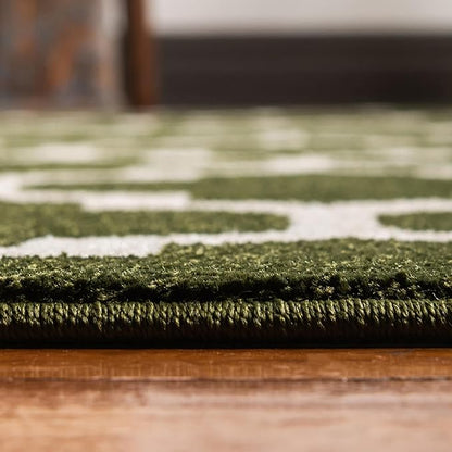 Rugs.com Lattice Collection Rug – 9' x 12' Dark Green Medium Rug Perfect for Living Rooms, Large Dining Rooms, Open Floorplans