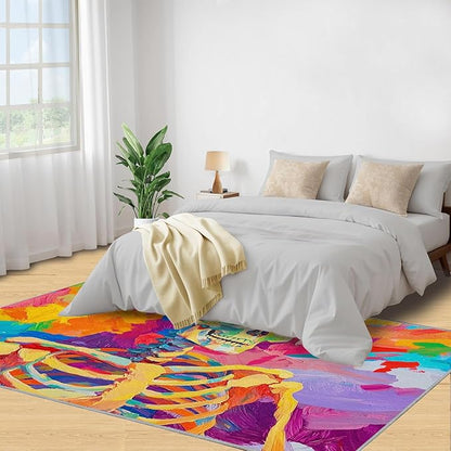 2x3 Abstract Graffiti Rugs for Entryway - Colorful Skeletons Small Area Rugs, Pop Art Laundry Room Carpet Non Slip Accent Throw Rug for Bathroom Kitchen Sink Front Door