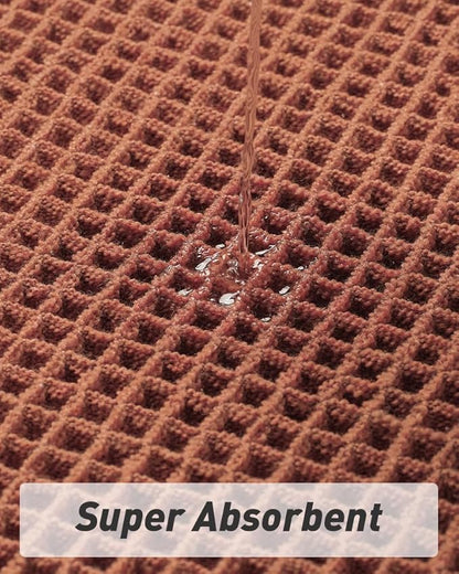 AMOAMI Upgraded Waffle Bath Mat, Super Absorbent Non Slip Bath Mats for Bathroom Floor, Machine Washable Bathroom Rugs with Tassels, Rubber Backed Bathroom Mats, Ultra Soft, 20" x 32", Dirty Orange