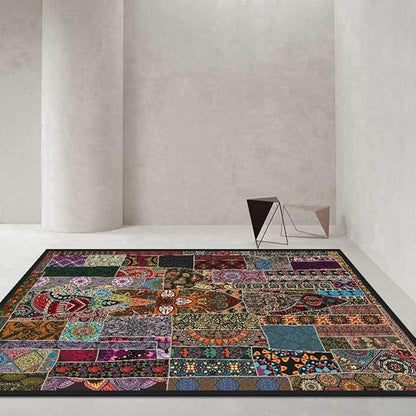 Vintage Boho Area Rugs Multicolor Ethnic Style Geometric Splicing Carpets Bedroom Living Room Kitchen Floor Mats Indoor Outdoor Non-Shedding Runner Rug Home Décor Carpet 4' X 6.5'