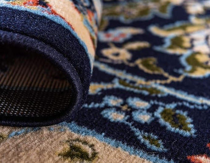Unique Loom Espahan Collection Area Rug - Cape Cod (7' 10" Round, Navy Blue/ Black)