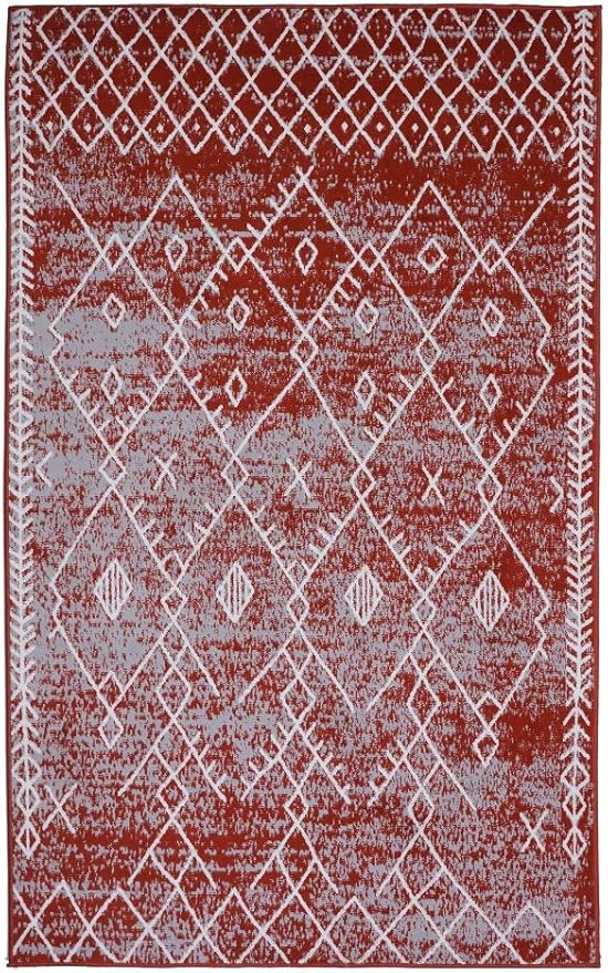 Furnish my Place Trellis Pattern Rug - 5 ft. x 8 ft, Rust, Bohemian Rug with Transitional Design