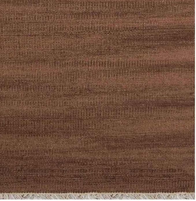 Rugsotic Carpets Hand Woven Flat Weave Kilim Wool ECO-Friendly Area Rugs - 2'6''x10', Runner Shape, Light Brown Color, Solid Plain Design, Low Pile Handmade Rugs for Living Room (D00111)