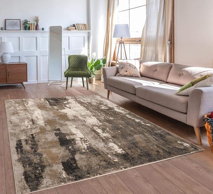 LUXE WEAVERS Lagos Collection Beige 2x3 Abstract Area Rug