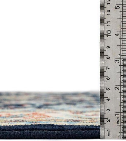Unique Loom Sialk Hill Collection Area Rug - Washington (2' 11" x 16' 5" Runner Navy Blue/Cream)