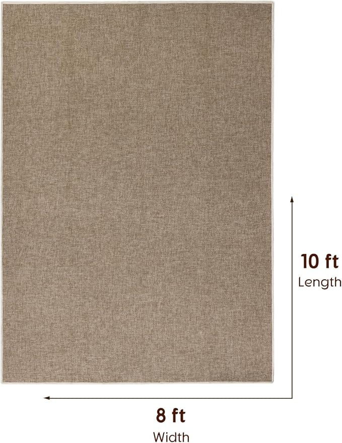 LBRO2M Easy Jute Solid Area Rug 8X10 Washable Rugs for Living Room Bedroom Natural Jute Indoor Outdoor Carpet Durable, Solid Non Shedding Eco Friendly (8X10 Natural)