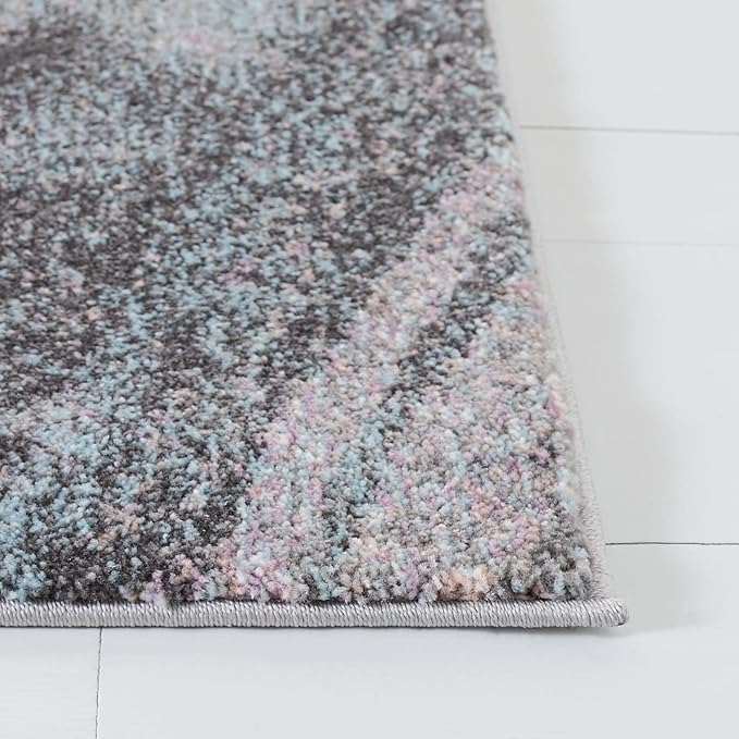 SAFAVIEH Glacier Collection 6'7" x 9' Pink / Blue GLA126U Modern Abstract Non-Shedding Living Room Bedroom Dining Home Office Area Rug