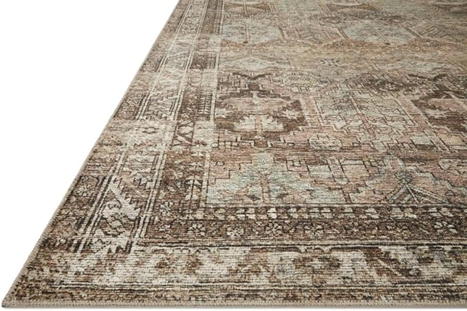 Loloi Amber Lewis Billie Collection, Clay & Sage 7'-6" x 9'-6" Area Rug – Antique & Distressed Accent Rugs for Living Room, Bedroom, Entryway & Hallway, No Shed High Traffic Area Home Decor Rug
