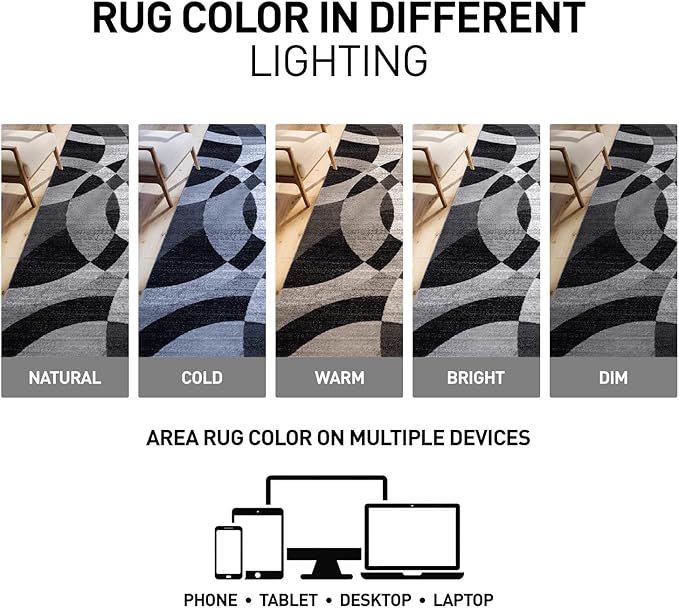 Rugshop Contemporary Abstract Circles Perfect for high Traffic Areas of Your Living Room,Bedroom,Home Office,Kitchen Area Rug 7'10" x 10'2" Gray