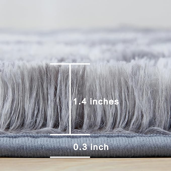 Andency Area Rugs 9x12 for Living Room Home Decor, Large Shaggy Bedroom Carpet, Non-Slip Big Shag Indoor Thick Soft Fluffy Furry Fur Area Rugs for Kids Dorm Nursery Aesthetic, Tie-Dyed Light Grey