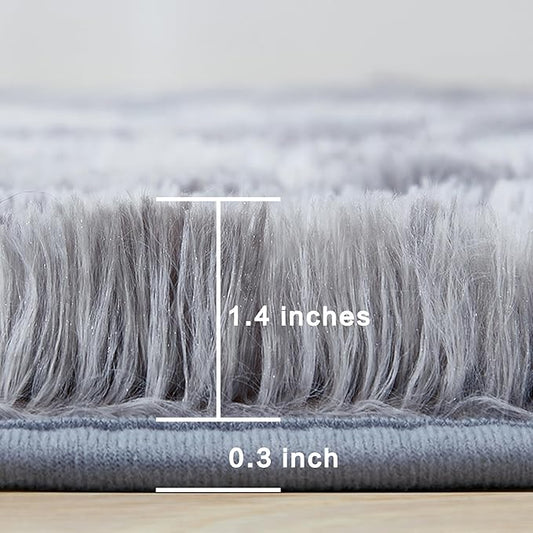Andency Area Rugs 9x12 for Living Room Home Decor, Large Shaggy Bedroom Carpet, Non-Slip Big Shag Indoor Thick Soft Fluffy Furry Fur Area Rugs for Kids Dorm Nursery Aesthetic, Tie-Dyed Light Grey